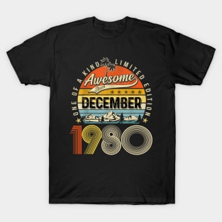 Awesome Since December 1980 Vintage 43rd Birthday T-Shirt